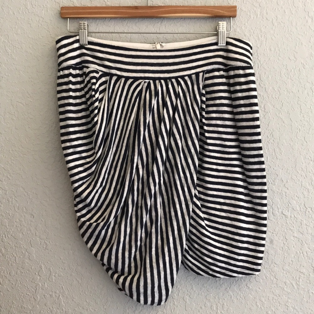 Anthropologie Navy and White Striped Skirt